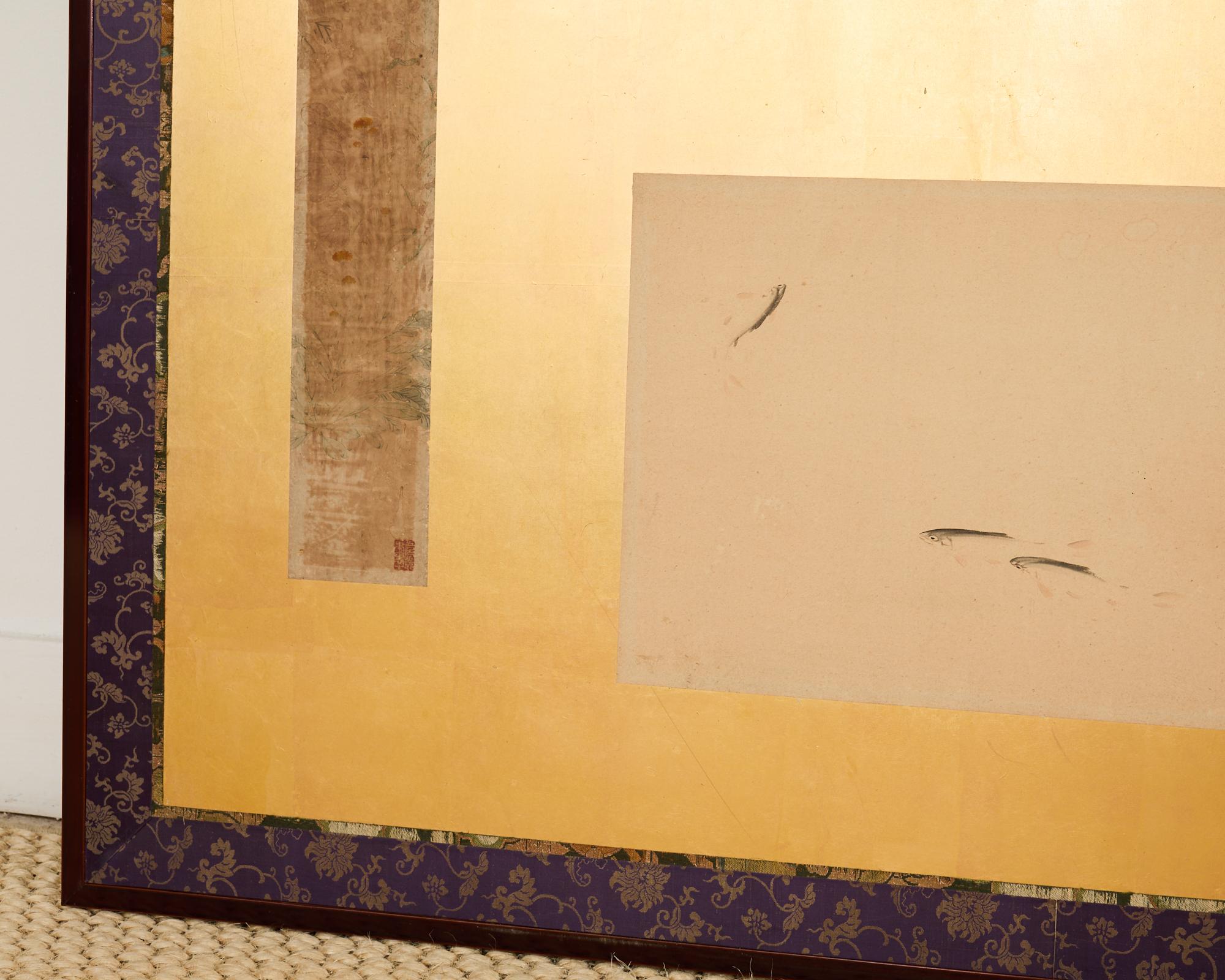 Pair of Japanese Two Panel Screens Edo Period Vignettes For Sale 5