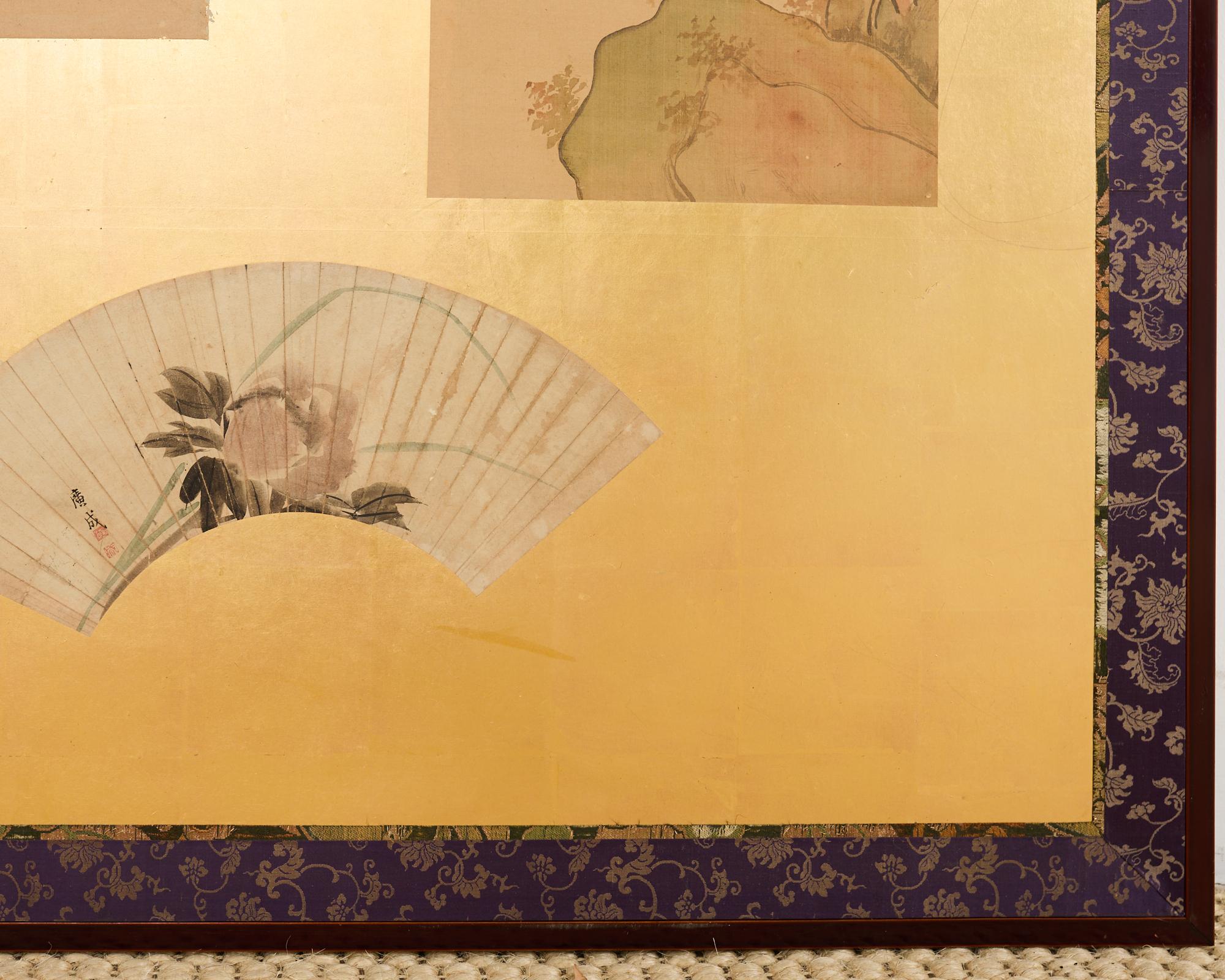 Pair of Japanese Two Panel Screens Edo Period Vignettes For Sale 6