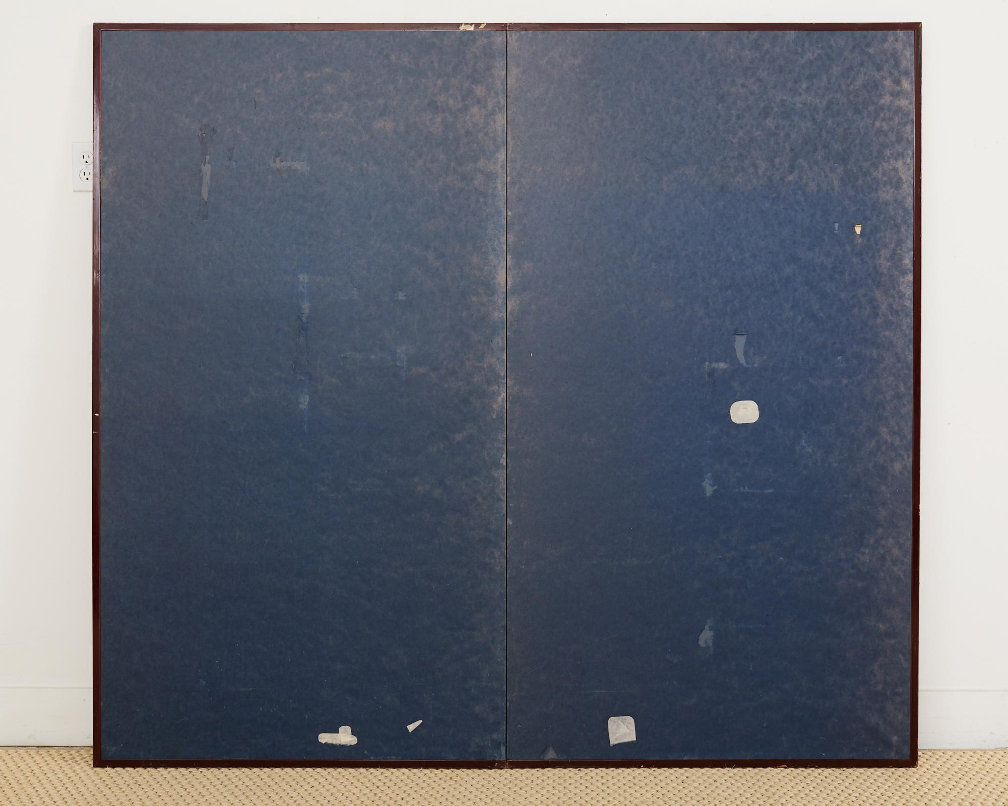 Pair of Japanese Two Panel Screens Edo Period Vignettes For Sale 8