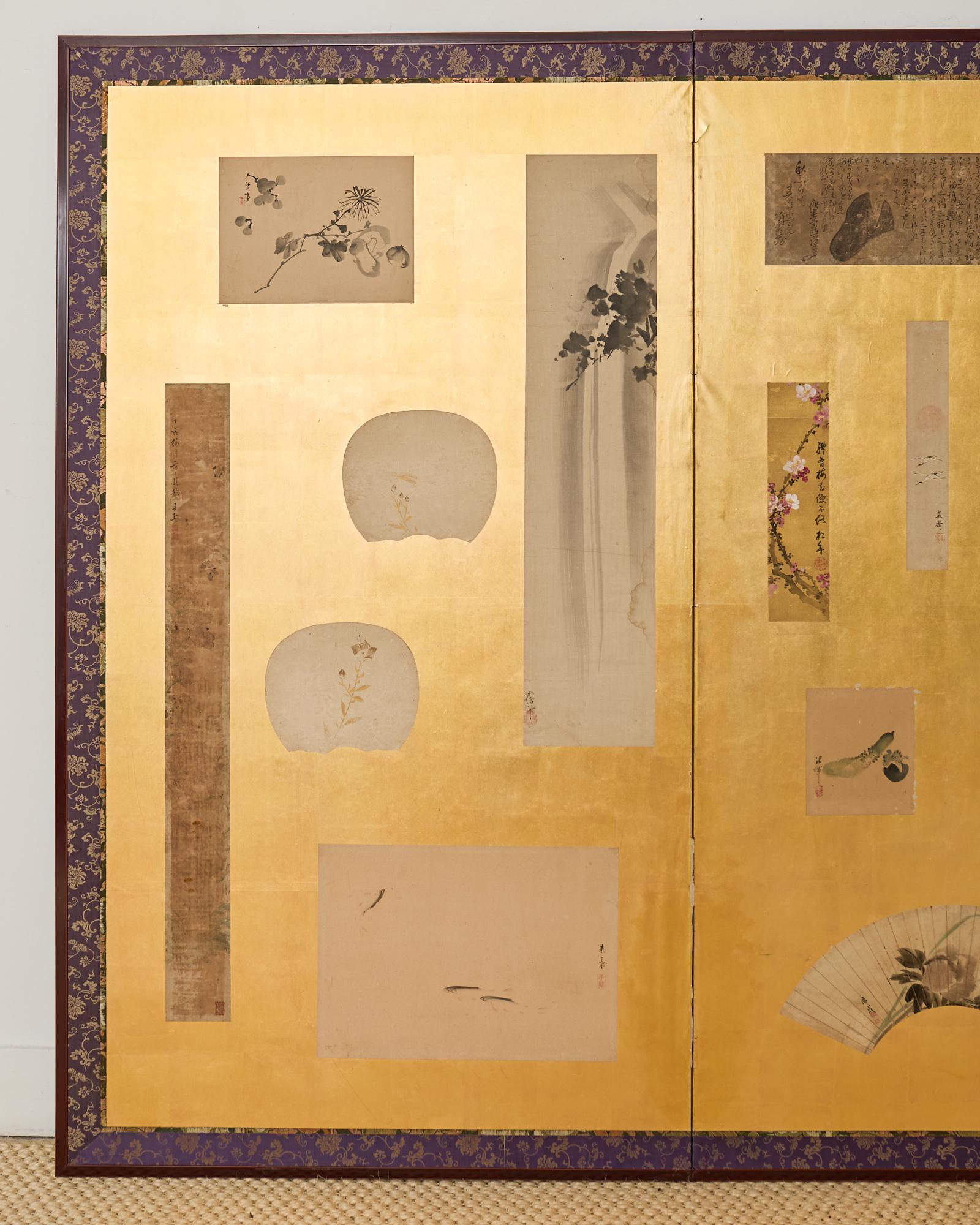 Hand-Crafted Pair of Japanese Two Panel Screens Edo Period Vignettes For Sale