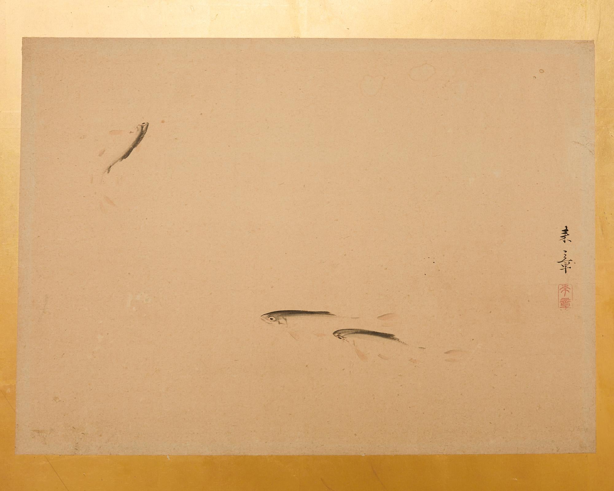 Pair of Japanese Two Panel Screens Edo Period Vignettes For Sale 2
