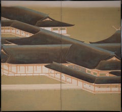 Pair of Japanese Two Panel Screens, Itsukushima Shrine in Miyajima