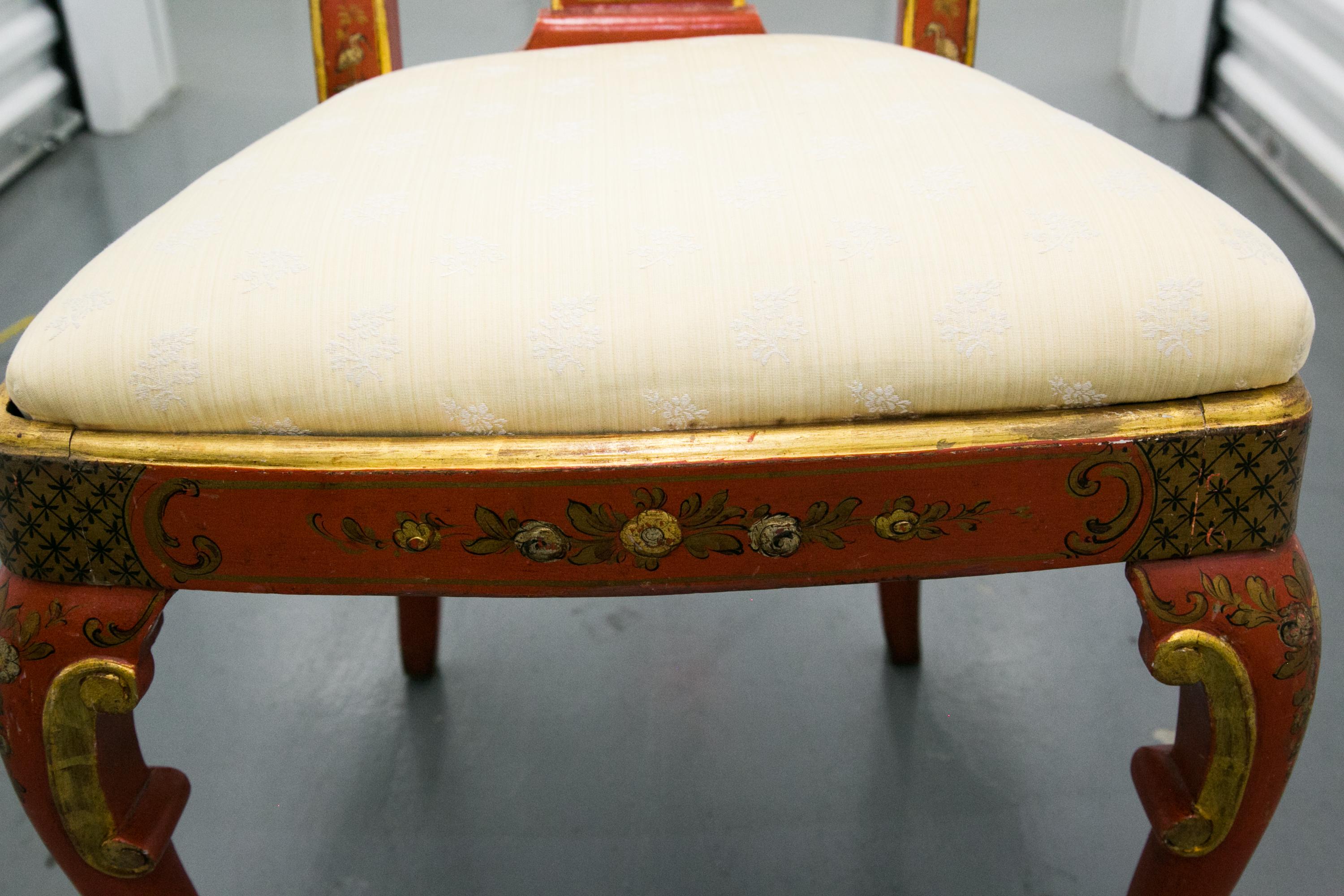Woodwork Pair of 'Japanned' or Chinoiserie Chinese Red Side Chairs