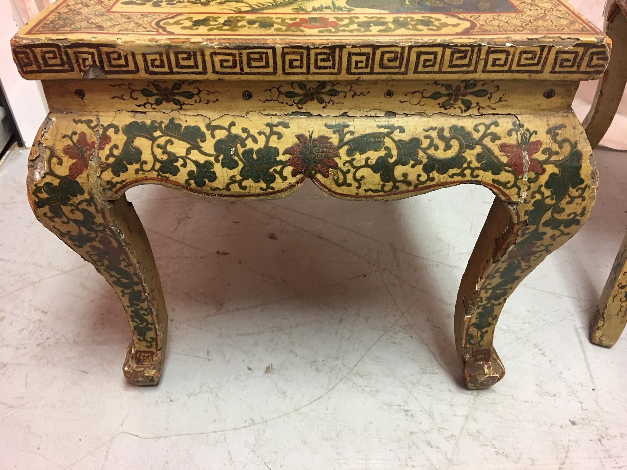 Pair of Japanned or Chinoiserie Painted Chinese Chairs, circa 1940 6