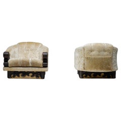Pair of Japanoiserie Art Deco Expressionist Lounge Chairs, 1920s