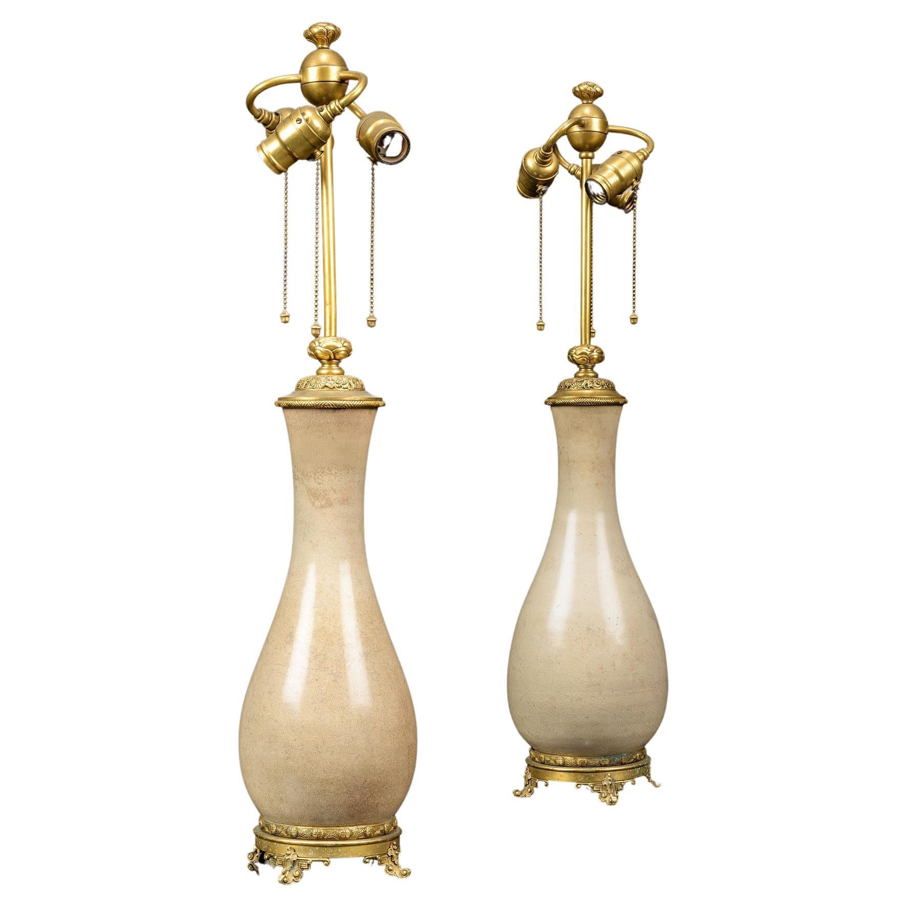 Pair of  ‘Japonisme’ Style Porcelain Vases, Mounted as Lamps For Sale