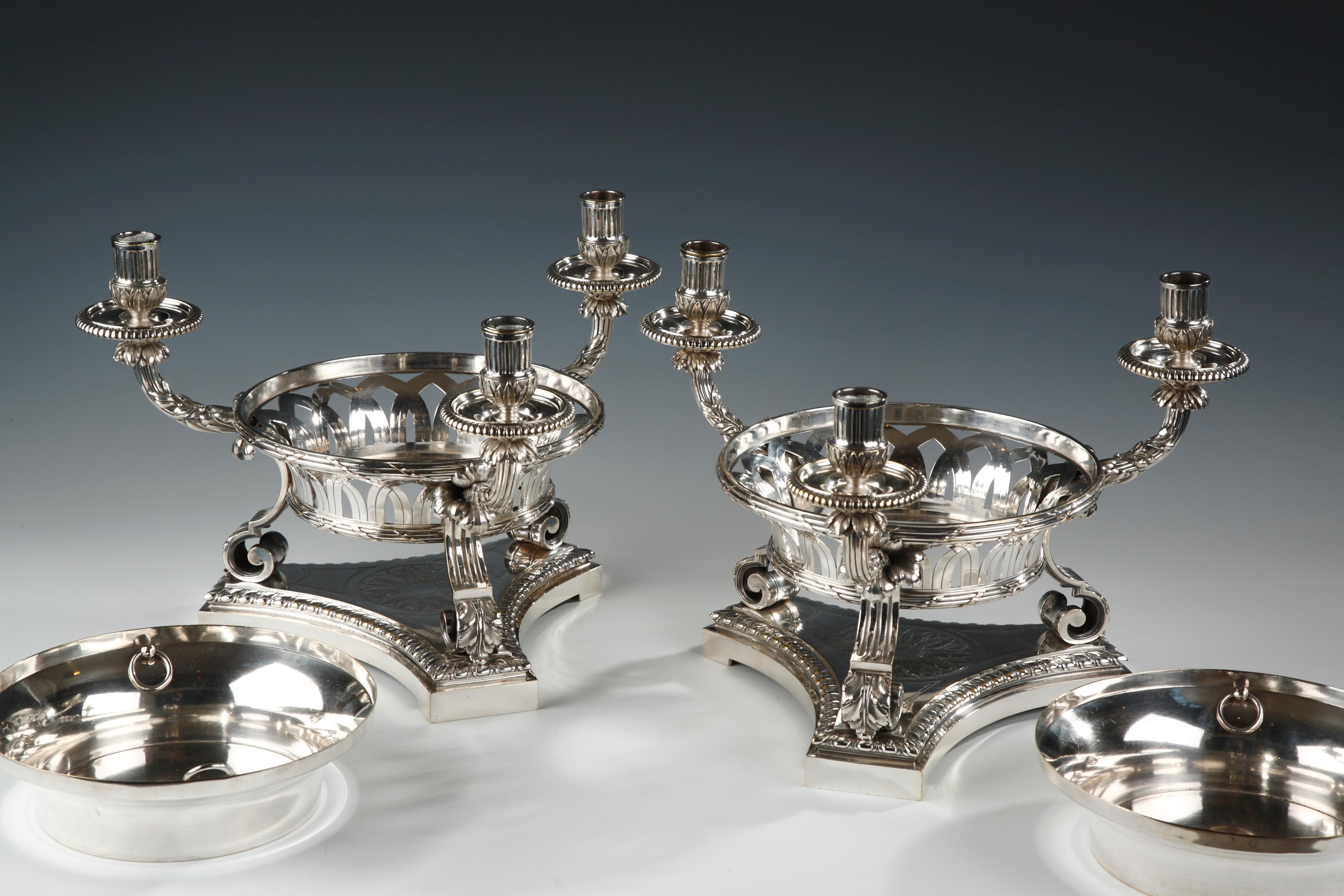 Louis XVI Pair of Jardinieres-Candelabras by Boin-Taburet, France, Circa 1880 For Sale
