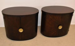 Pair of Java Tone Oval Cabinets by Henredon