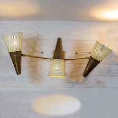 Pair of JDV 3 wall lights brass with white enamelled shades by Diego Mardegan