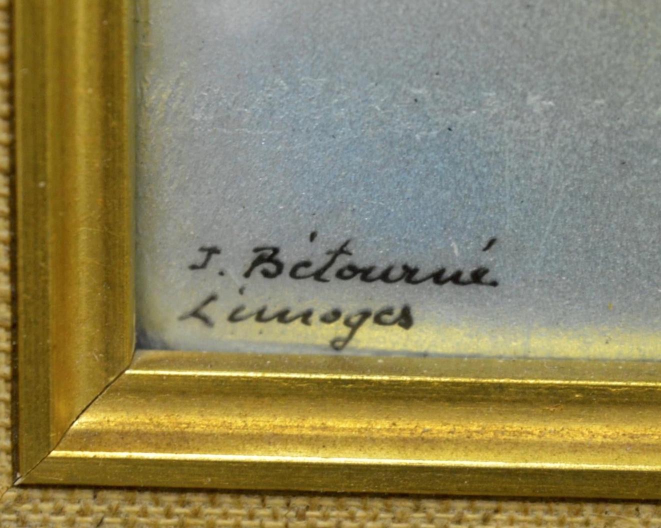 French Pair of Jean Betourne Floral Limoges Enamel Plaques