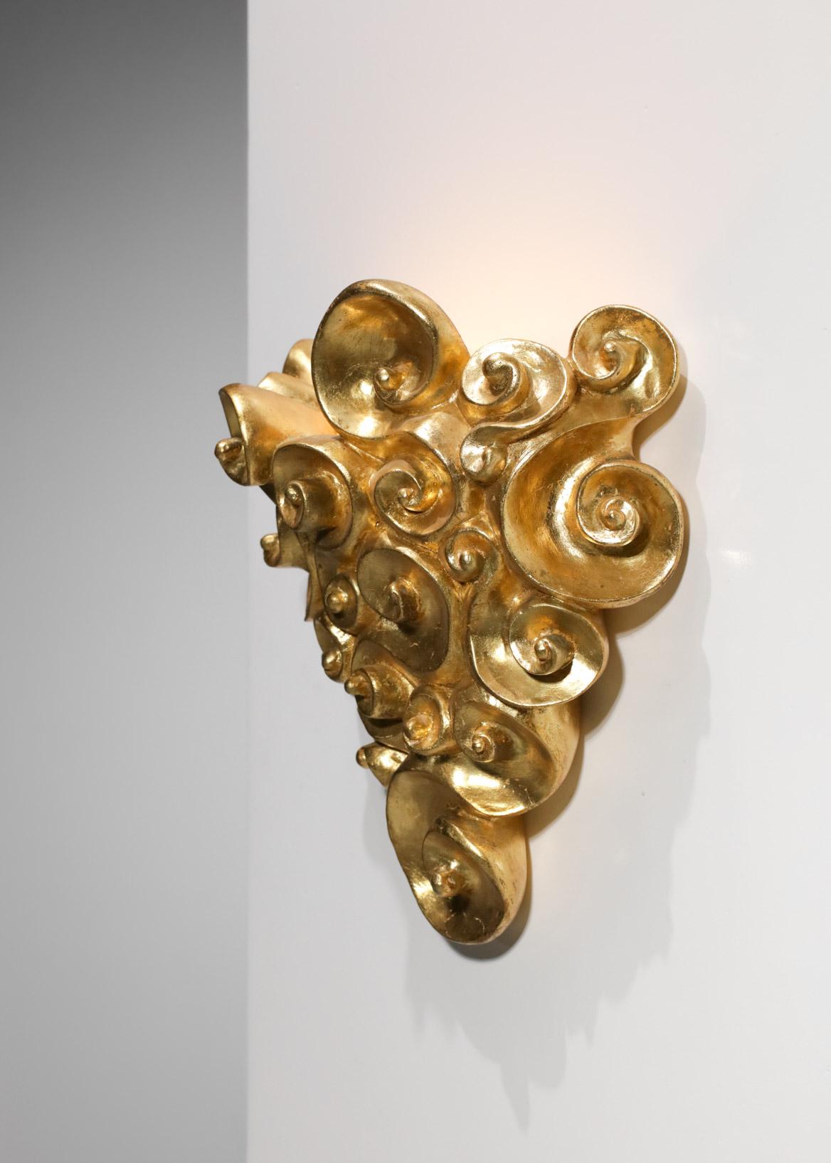 Pair of Jean Boggio Gilded Plaster Wall Lights for Les Héritiers 2