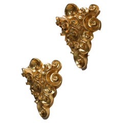 Pair of Jean Boggio Gilded Plaster Wall Lights for Les Héritiers
