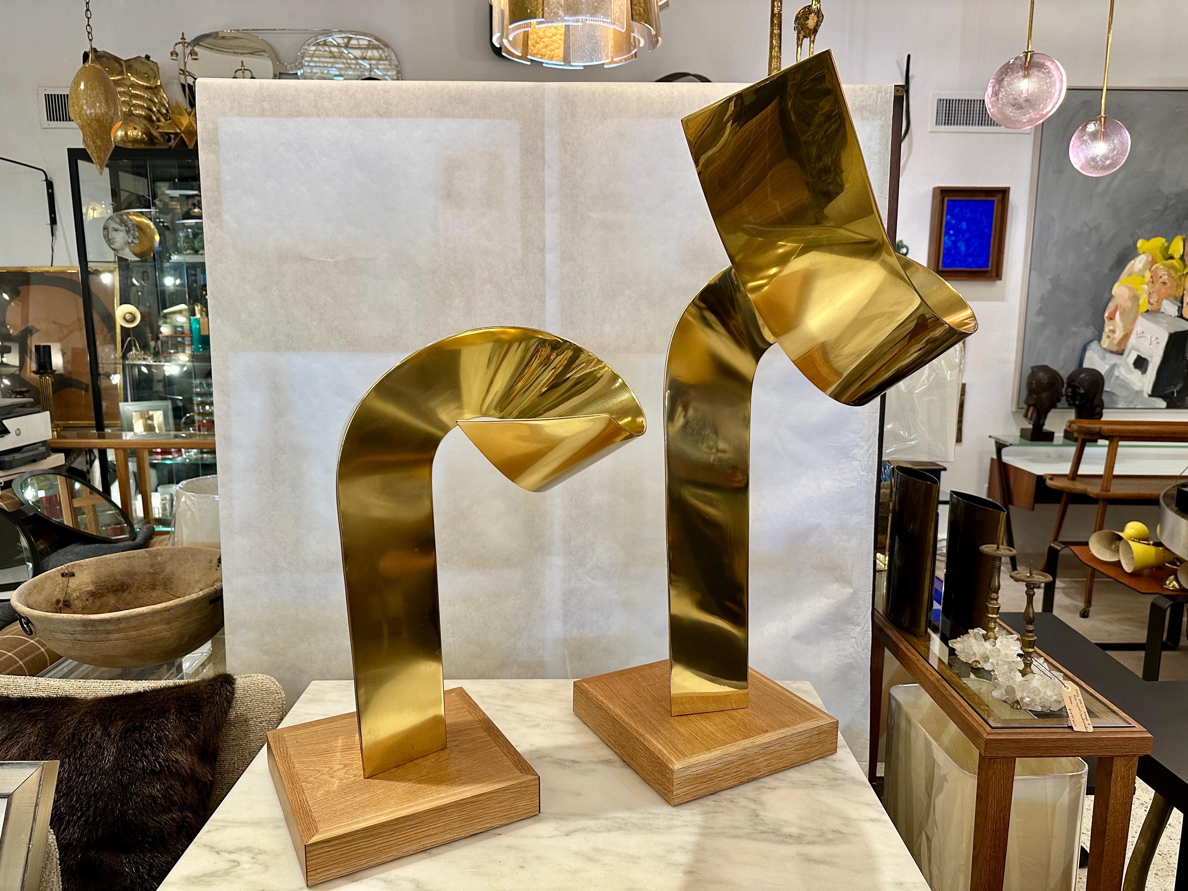 Pair of Jean-Claude Hug Mounted Brass Sculptures - SIGNED For Sale 6