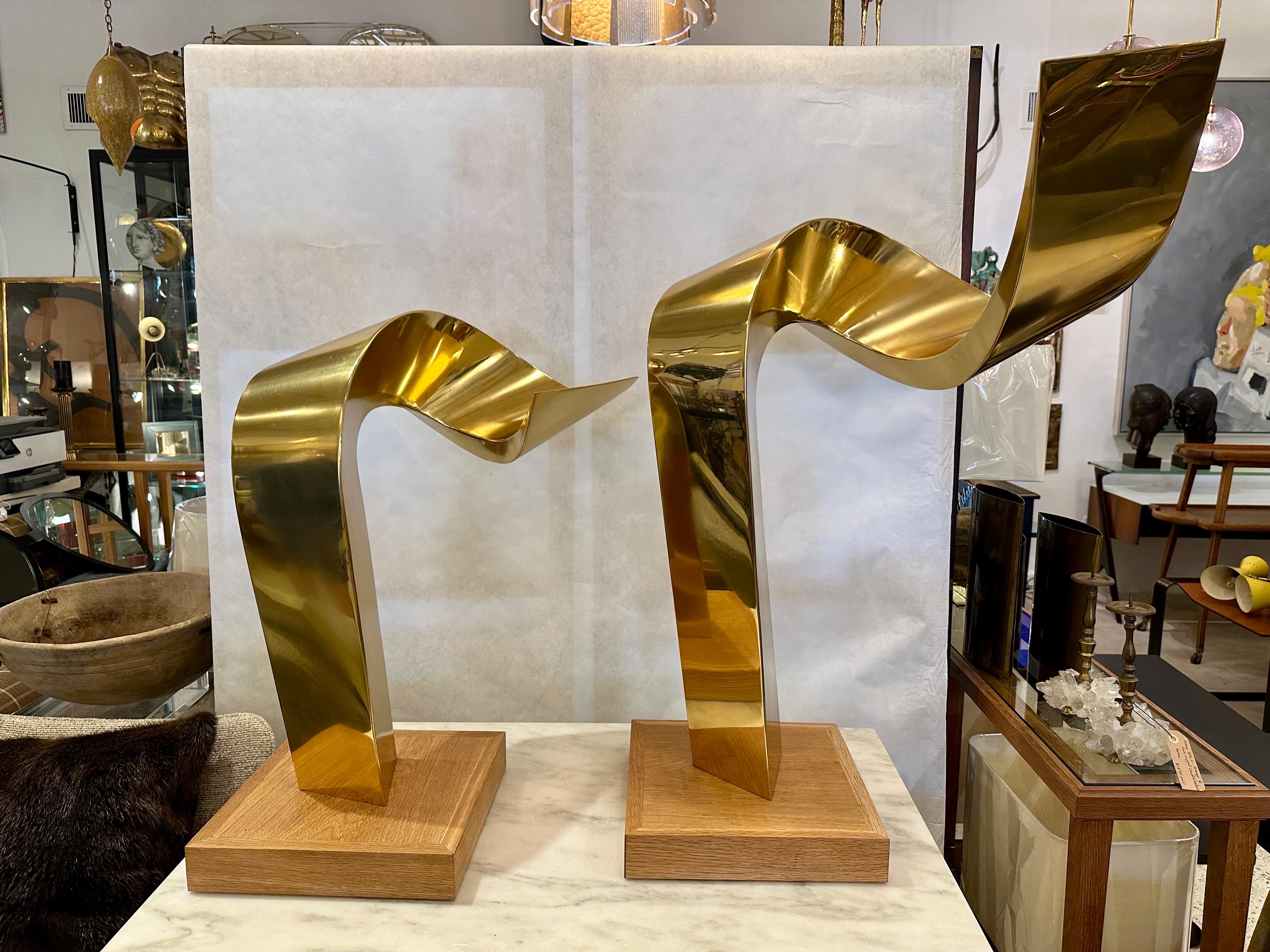 Pair of Jean-Claude Hug Mounted Brass Sculptures - SIGNED For Sale 8