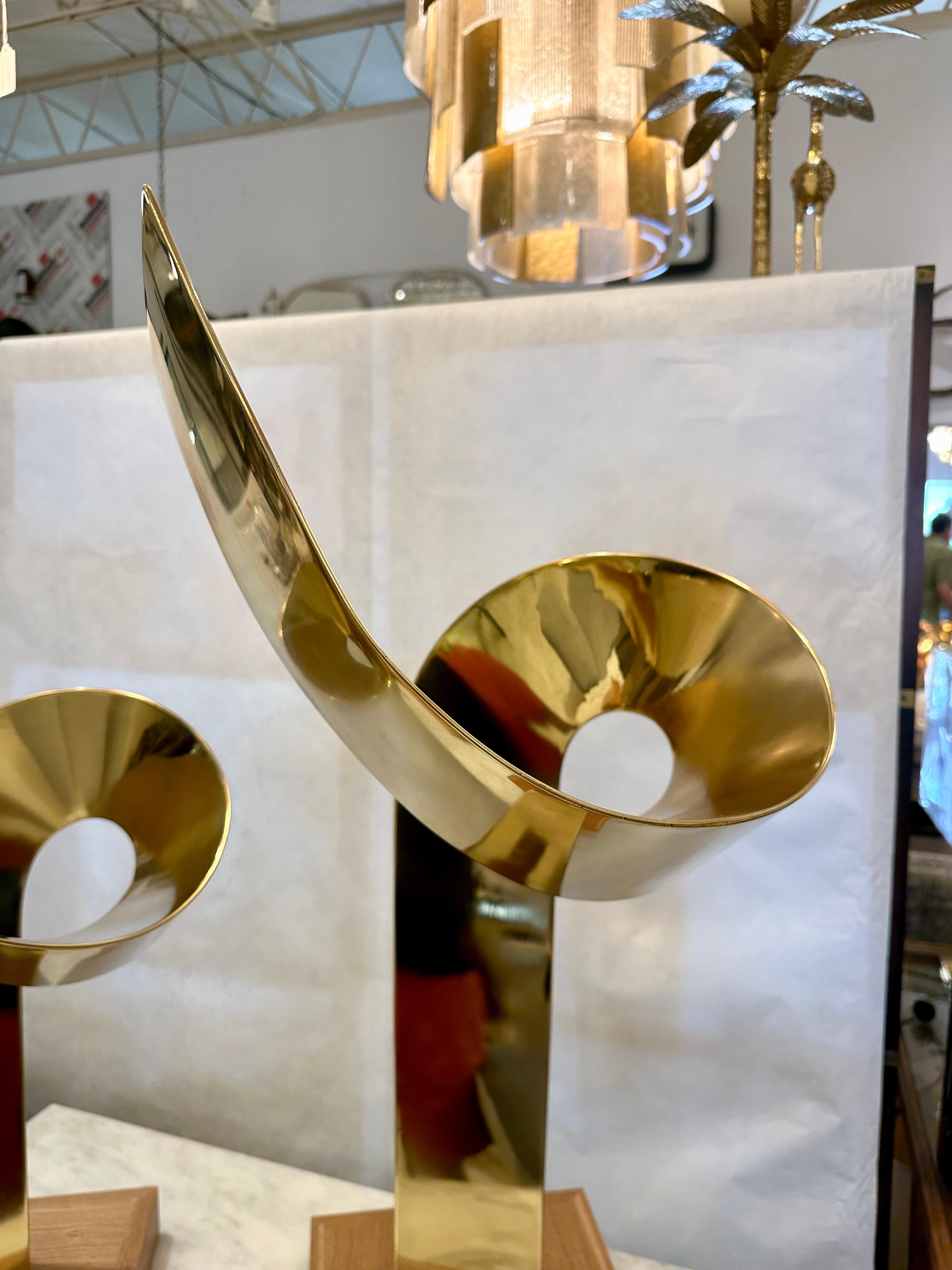 Pair of Jean-Claude Hug Mounted Brass Sculptures - SIGNED In Good Condition For Sale In East Hampton, NY