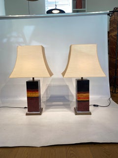 Coppia di lampade da tavolo di Jean Claude Mahey, anni '70, stile Hollywood Regency francese, Mid-Century