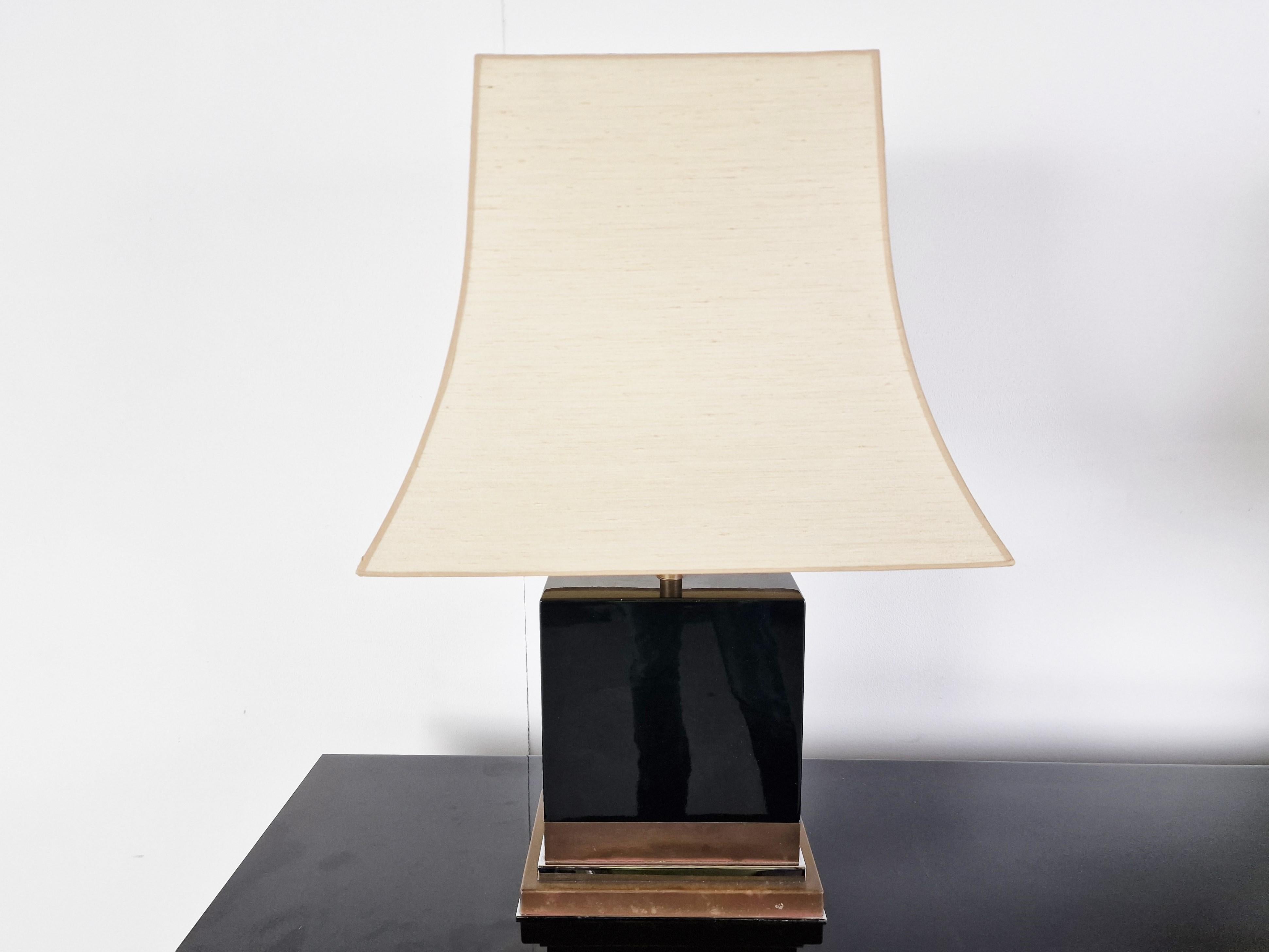 Brass Pair of Jean Claude Mahey table lamps, 1970s For Sale