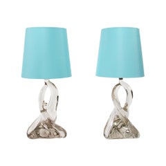 Pair of Jean Daum Style Twisted Crystal Table Lamps, French, 1960s