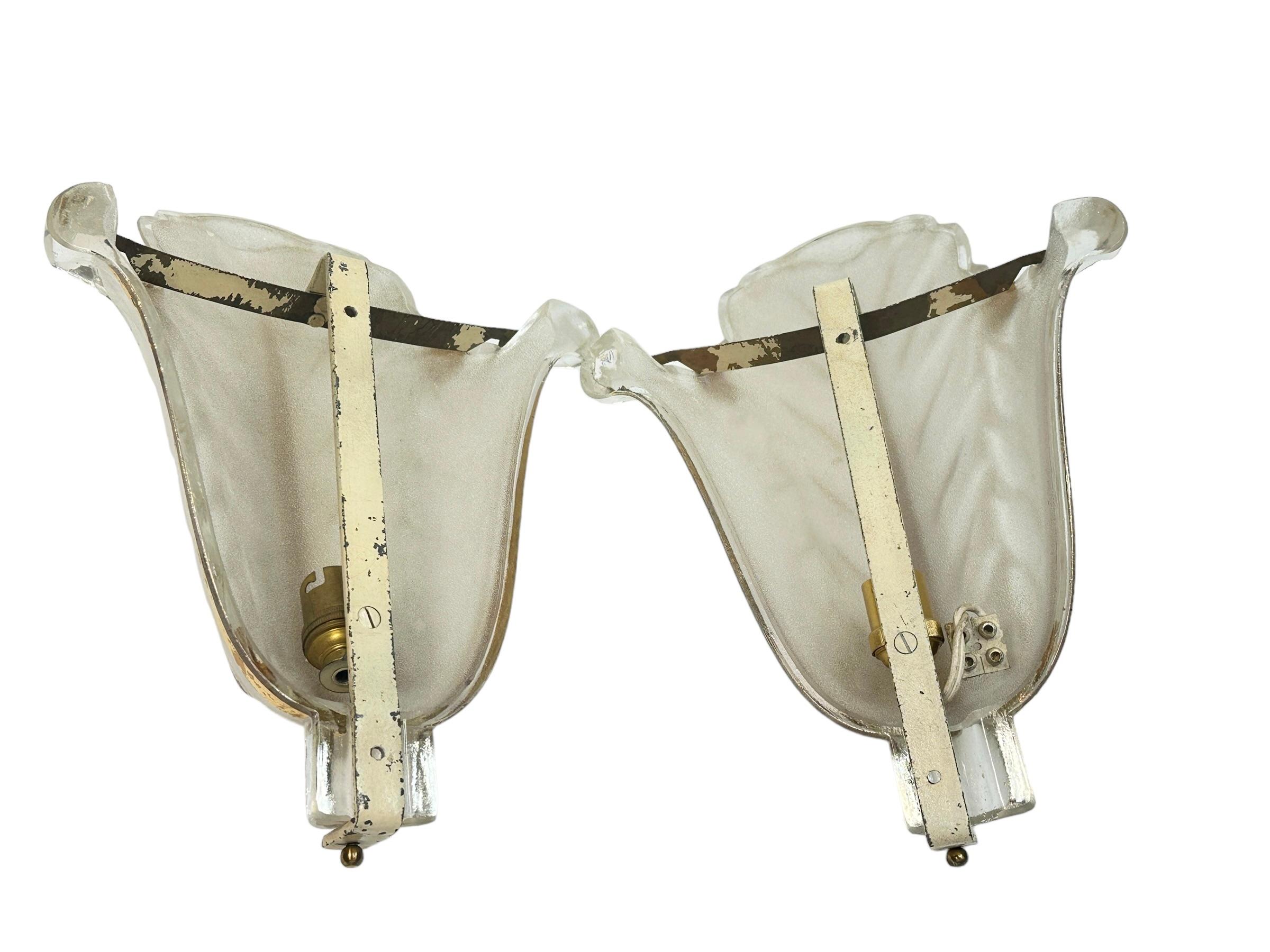 Pair of Jean Gauthier Art Deco Glass Sconces 1930s French For Sale 2
