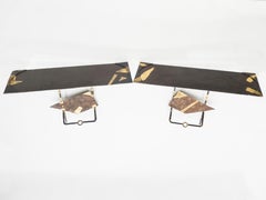 Pair of Jean-Jacques Argueyrolles Console Tables Wrought Iron Gold Leaf, 1990