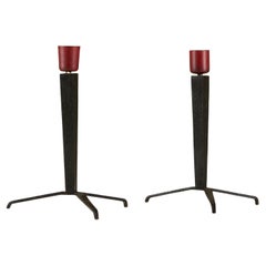 Paire de lampes de table tripodes en fer de Jean-Michel Frank des années 1940 pour l'hôtel Llao Llao