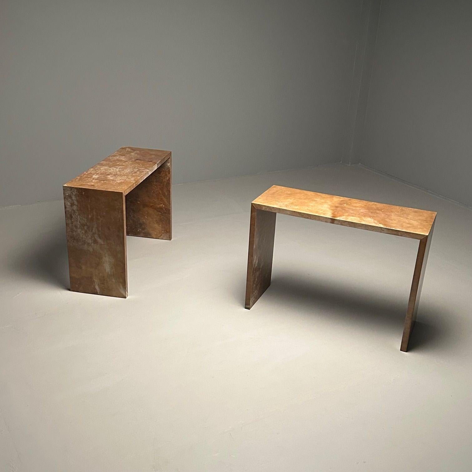 Jean-Michel Frank Style, Contemporary, Parchment Consoles, Sofa Tables, 2020s For Sale 4