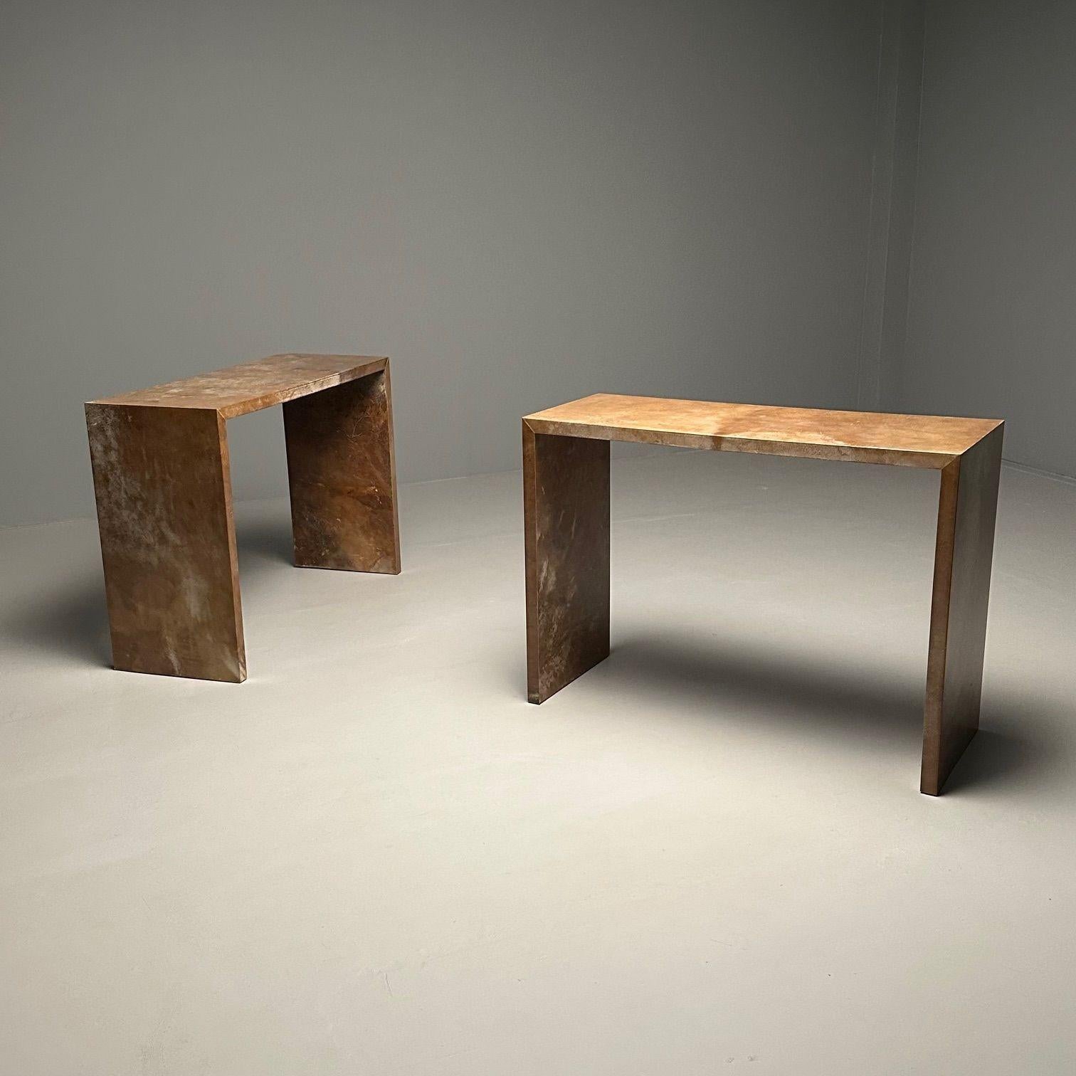 Jean-Michel Frank Style, Contemporary, Parchment Consoles, Sofa Tables, 2020s For Sale 5