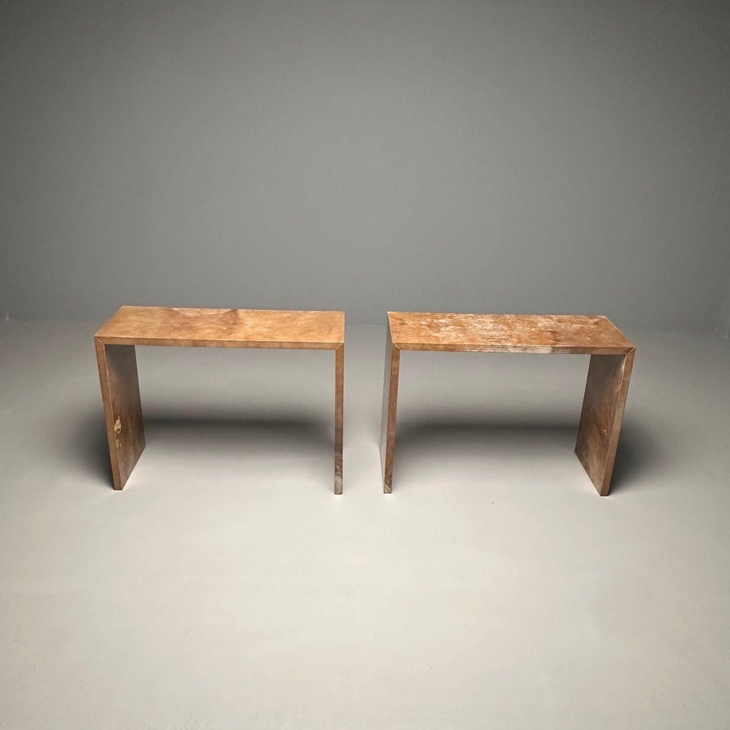 Jean-Michel Frank Style, Contemporary, Parchment Consoles, Sofa Tables, 2020s In Good Condition In Manhasset, NY