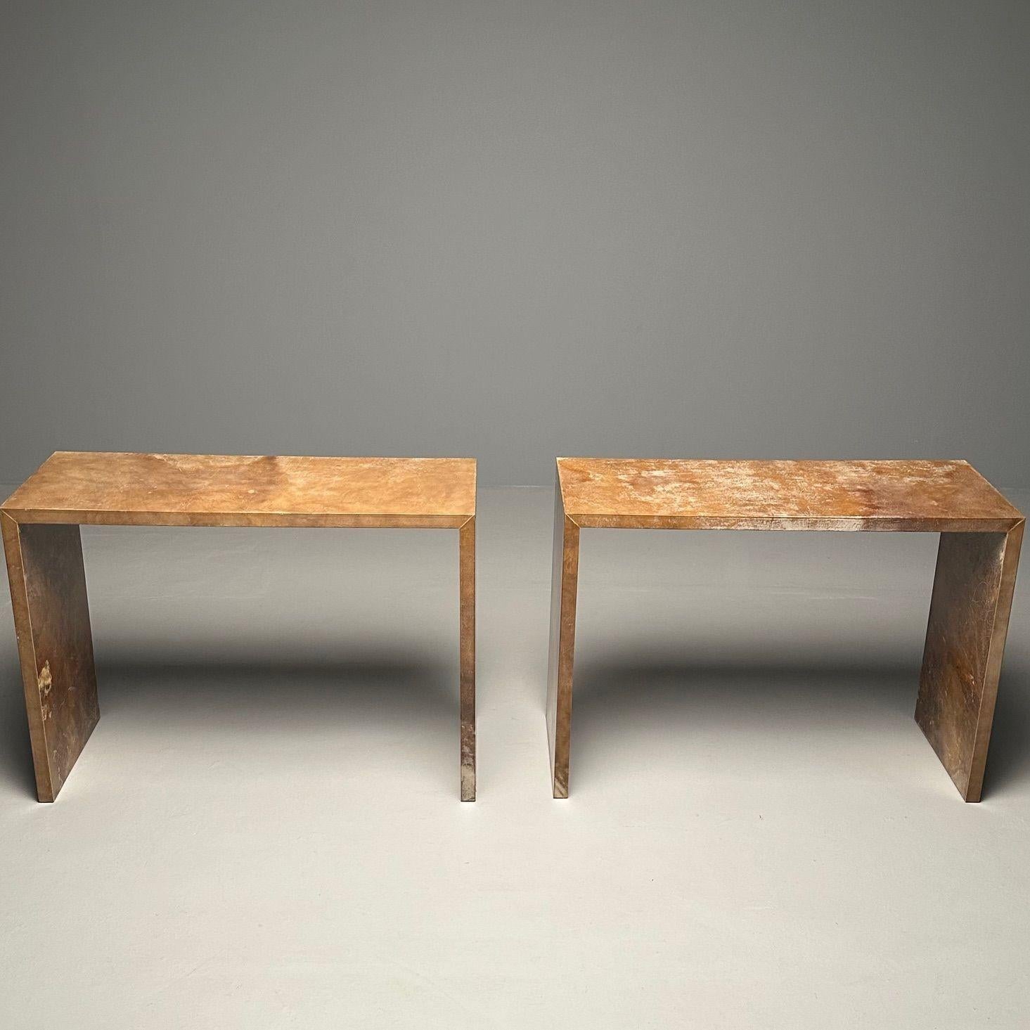 20th Century Jean-Michel Frank Style, Contemporary, Parchment Consoles, Sofa Tables, 2020s For Sale