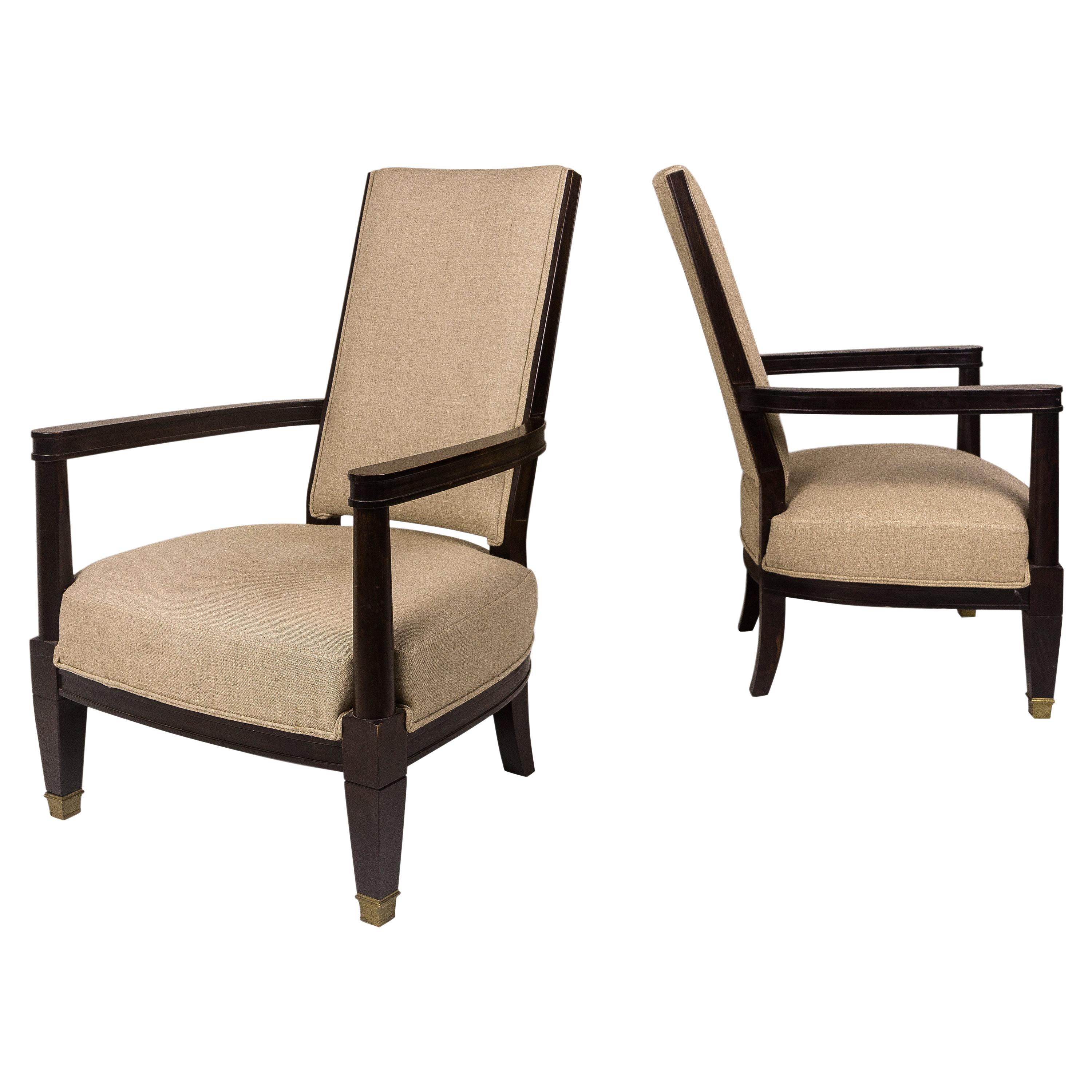 Pair of Jean Pascaud Armchairs, circa 1930, France