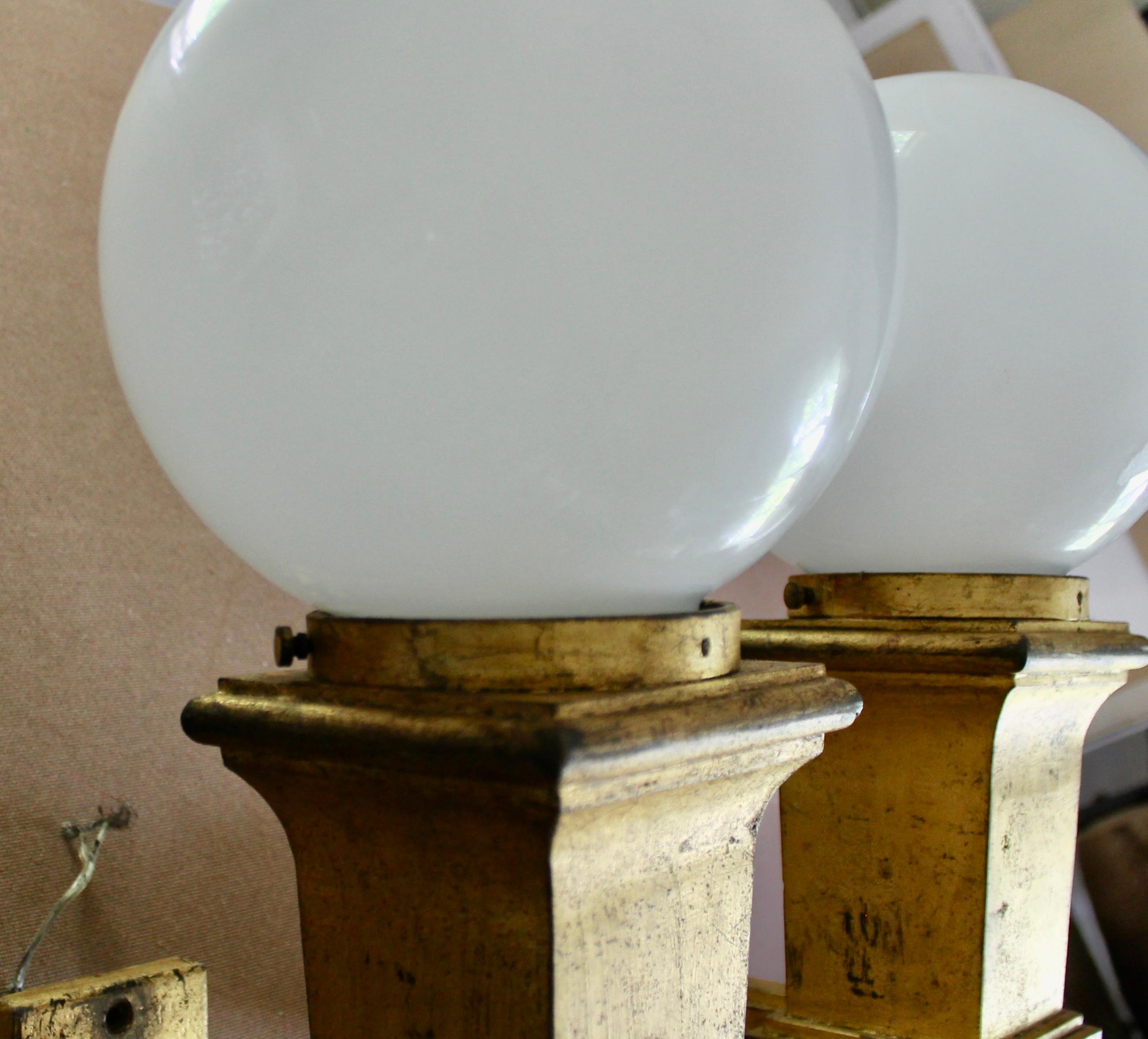 Pair of Jean Perzel Attributed 1940s Gilt Iron Wall Sconces For Sale 1