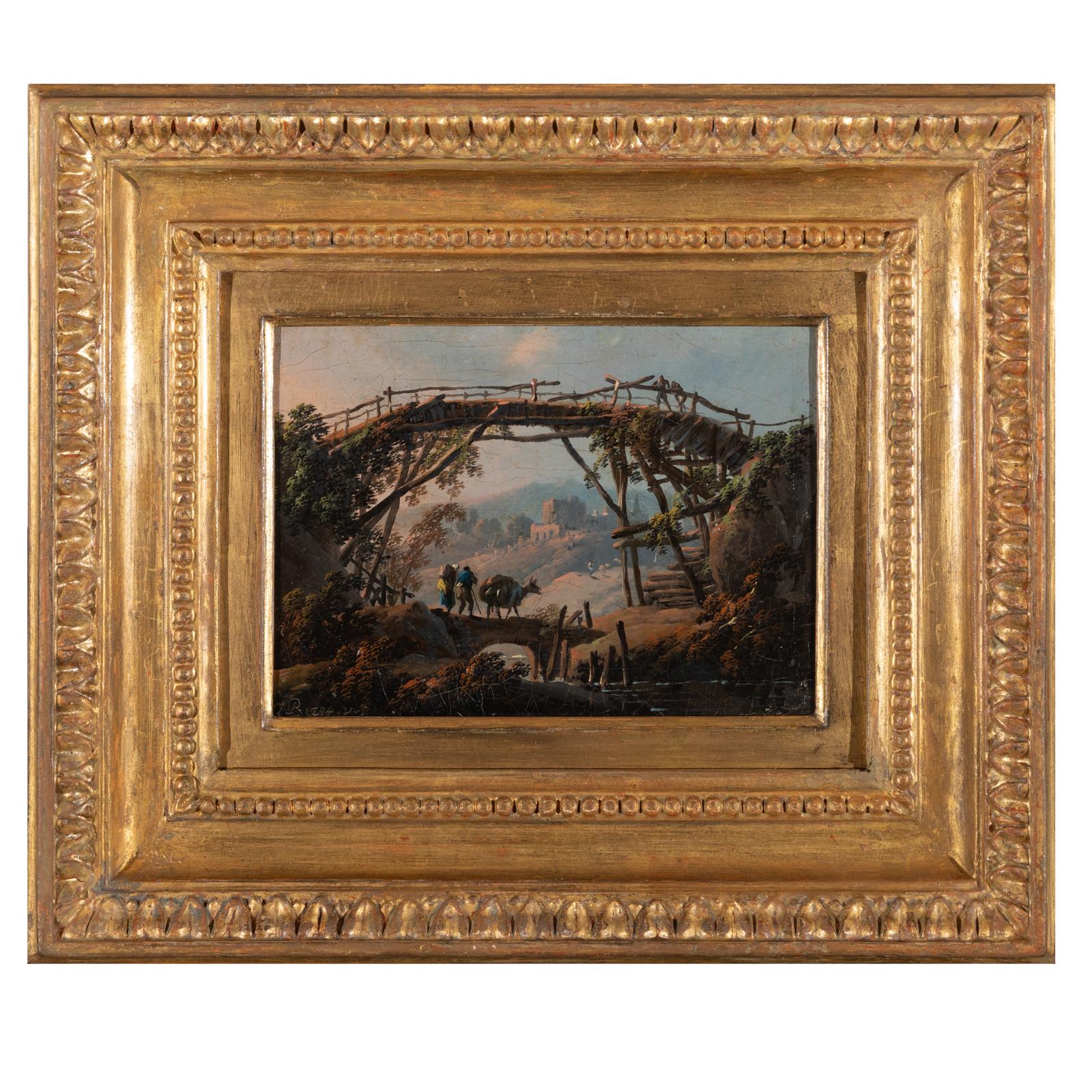 18th Century Pair of Jean Pillement Landscape Paintings, Signed and Dated 1794 For Sale