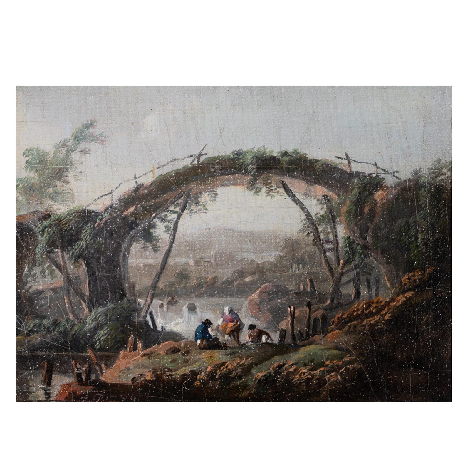 Canvas Pair of Jean Pillement Landscape Paintings, Signed and Dated 1794 For Sale