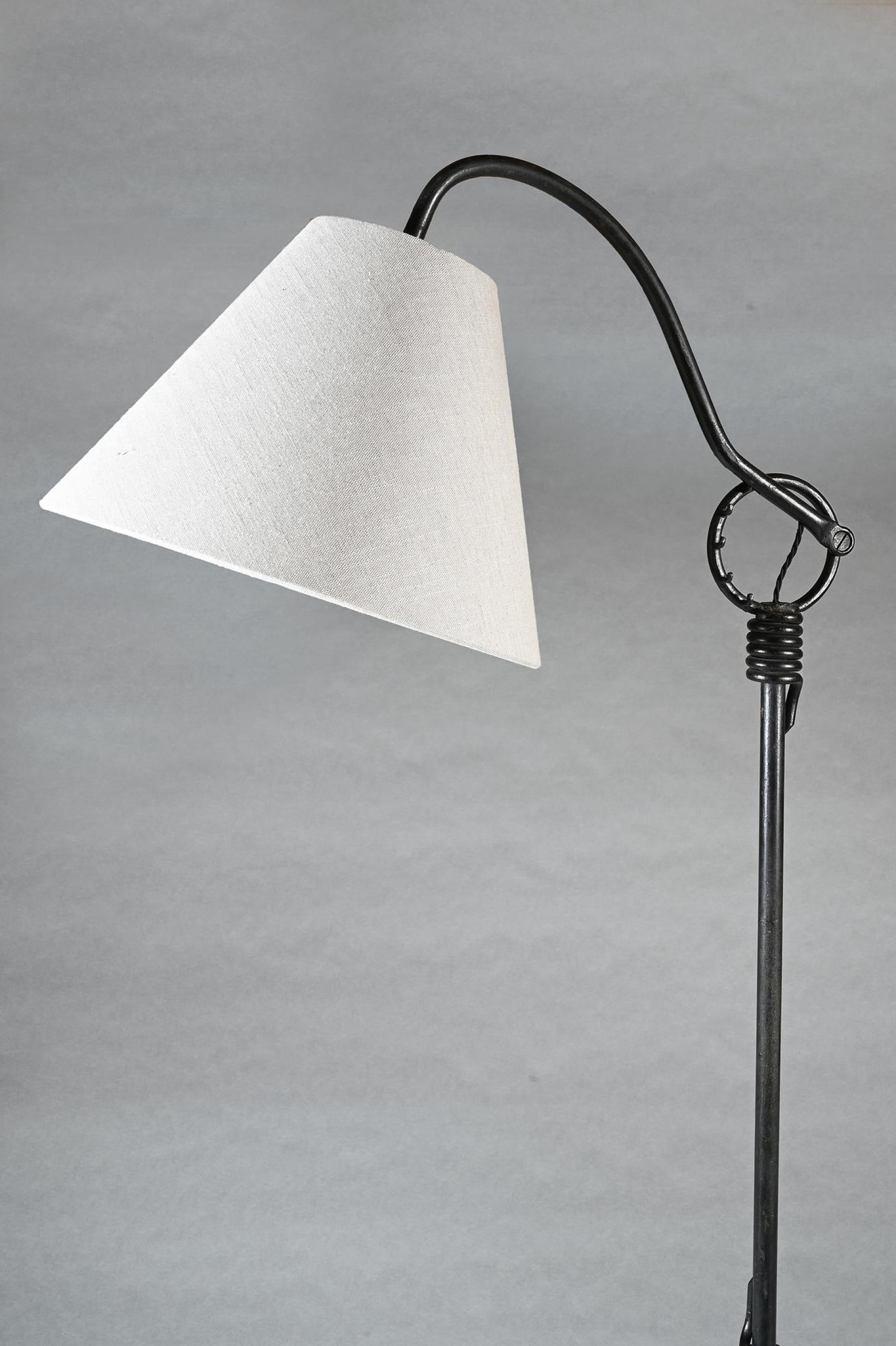 French Pair of Jean Royère Adjustable Iron Floor Lamp 1940