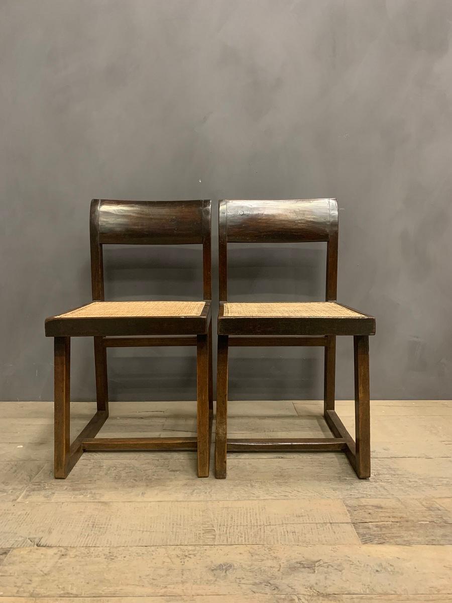 Pair of Jeanneret Box Chairs In Good Condition In Vosselaar, BE