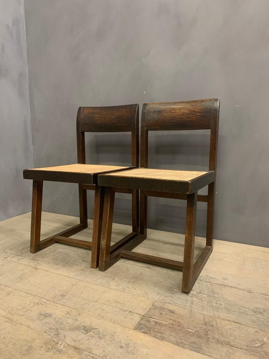 Mid-20th Century Pair of Jeanneret Box Chairs