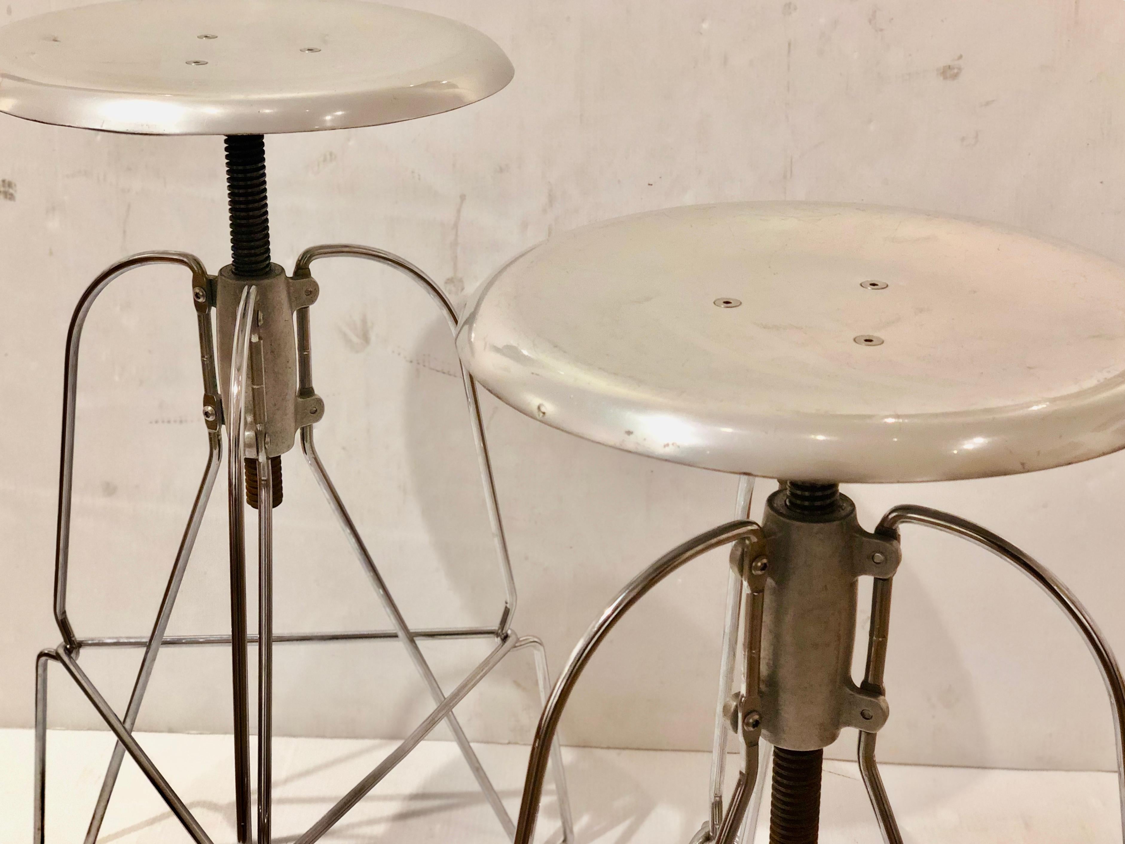 Aluminum Pair of Jeff Covey Stools with Swivel Tops for Herman Miller