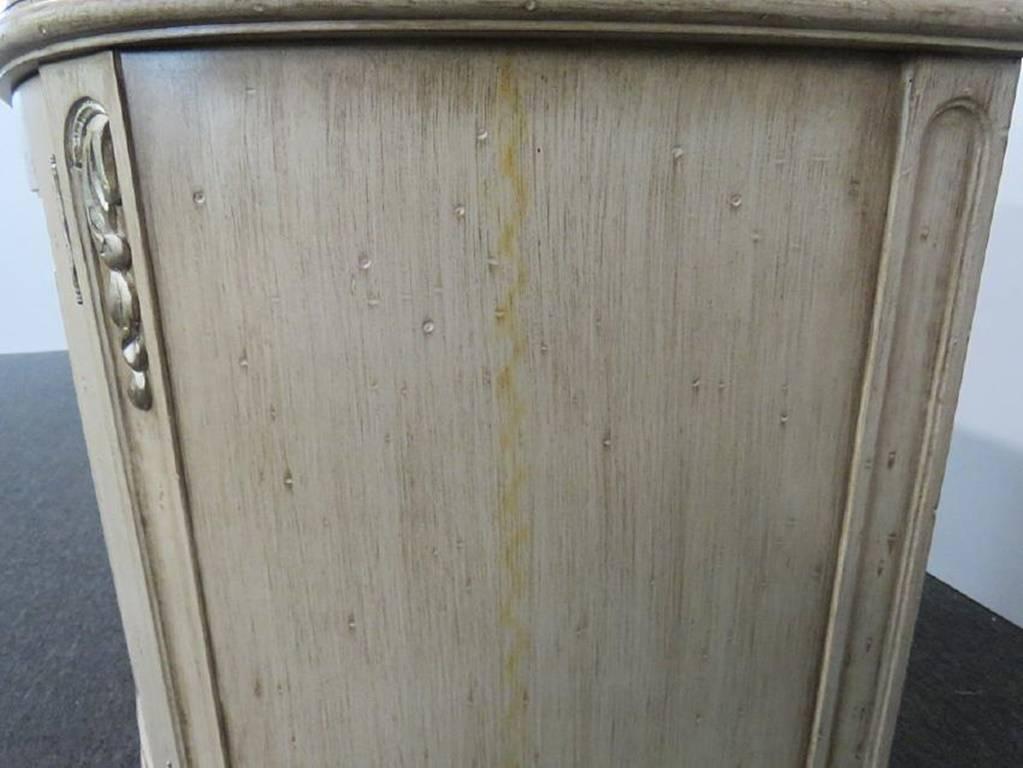 Mid-Century Modern Pair of Jeffco Distressed Painted Marble Top Commodes