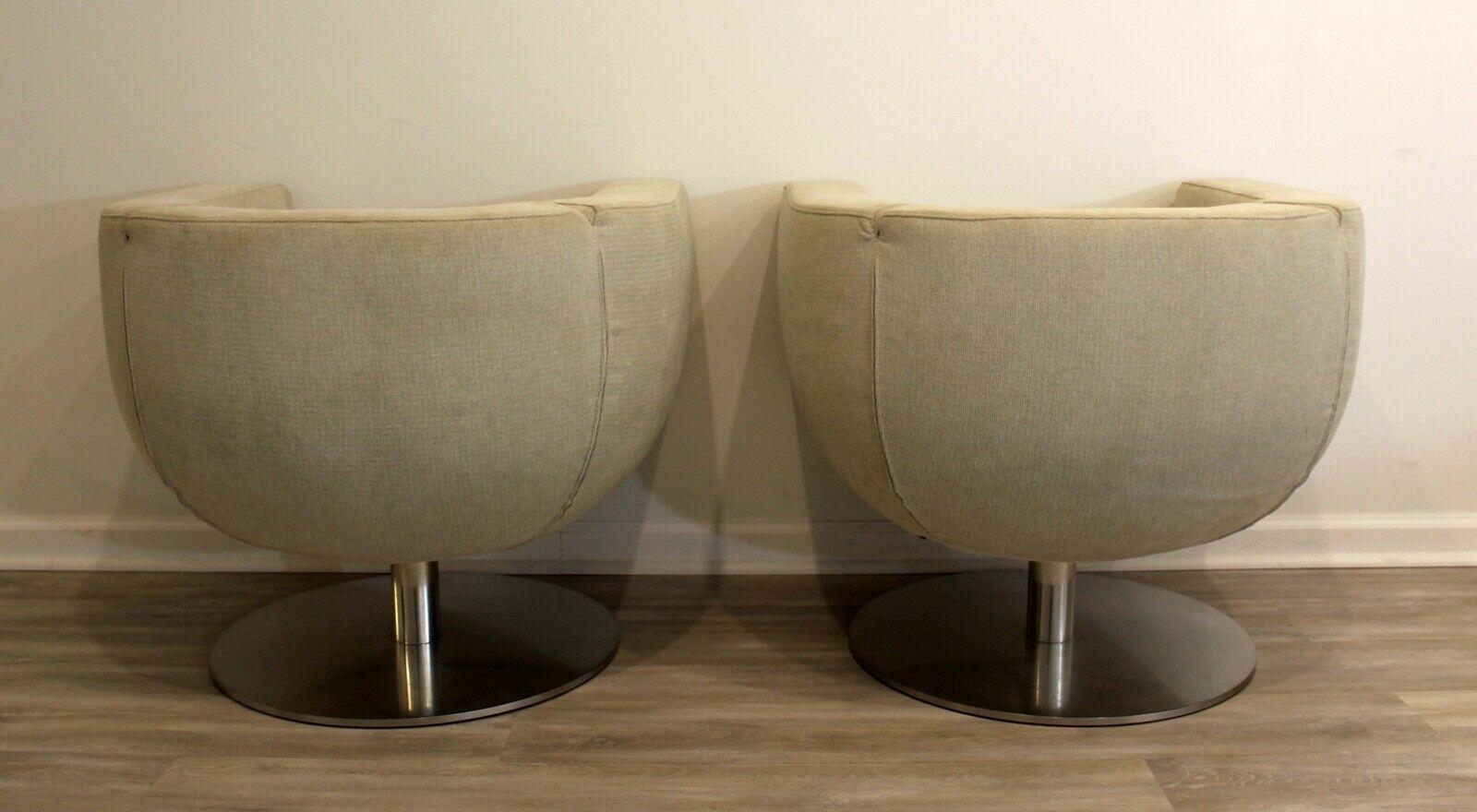 Contemporary Pair of Jeffrey Bernett Tulip Swivel Armchairs Tub Lounge Chairs B&B Italia