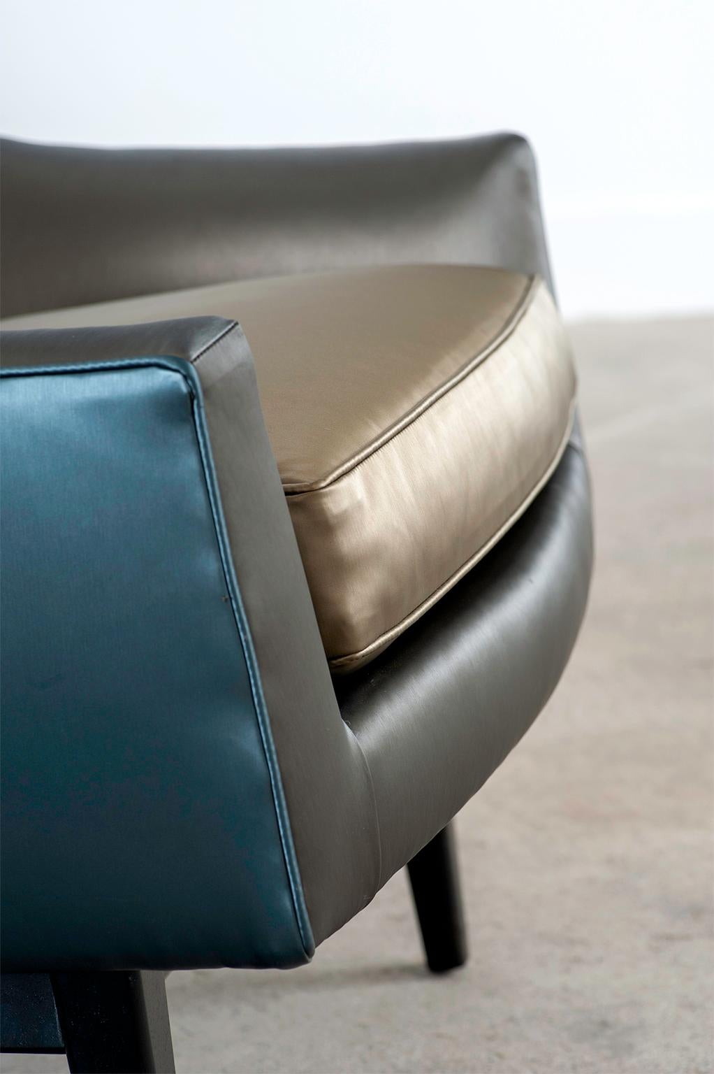 Pair of Jens Risom for Ralph Pucci Metallic Space Age A-Chairs For Sale 4