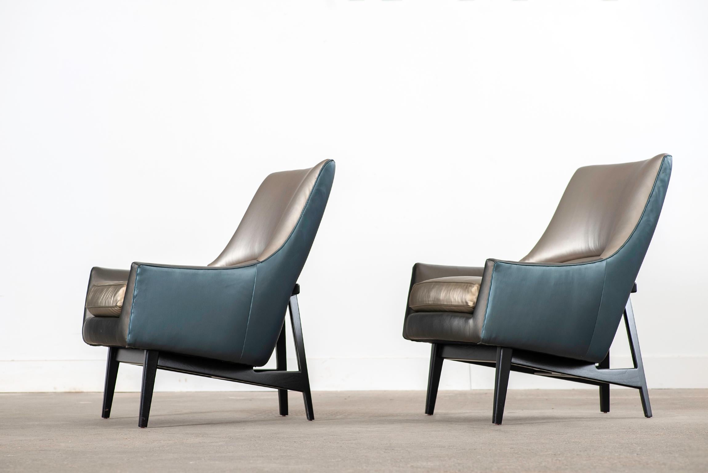 Mid-Century Modern Pair of Jens Risom for Ralph Pucci Metallic Space Age A-Chairs For Sale