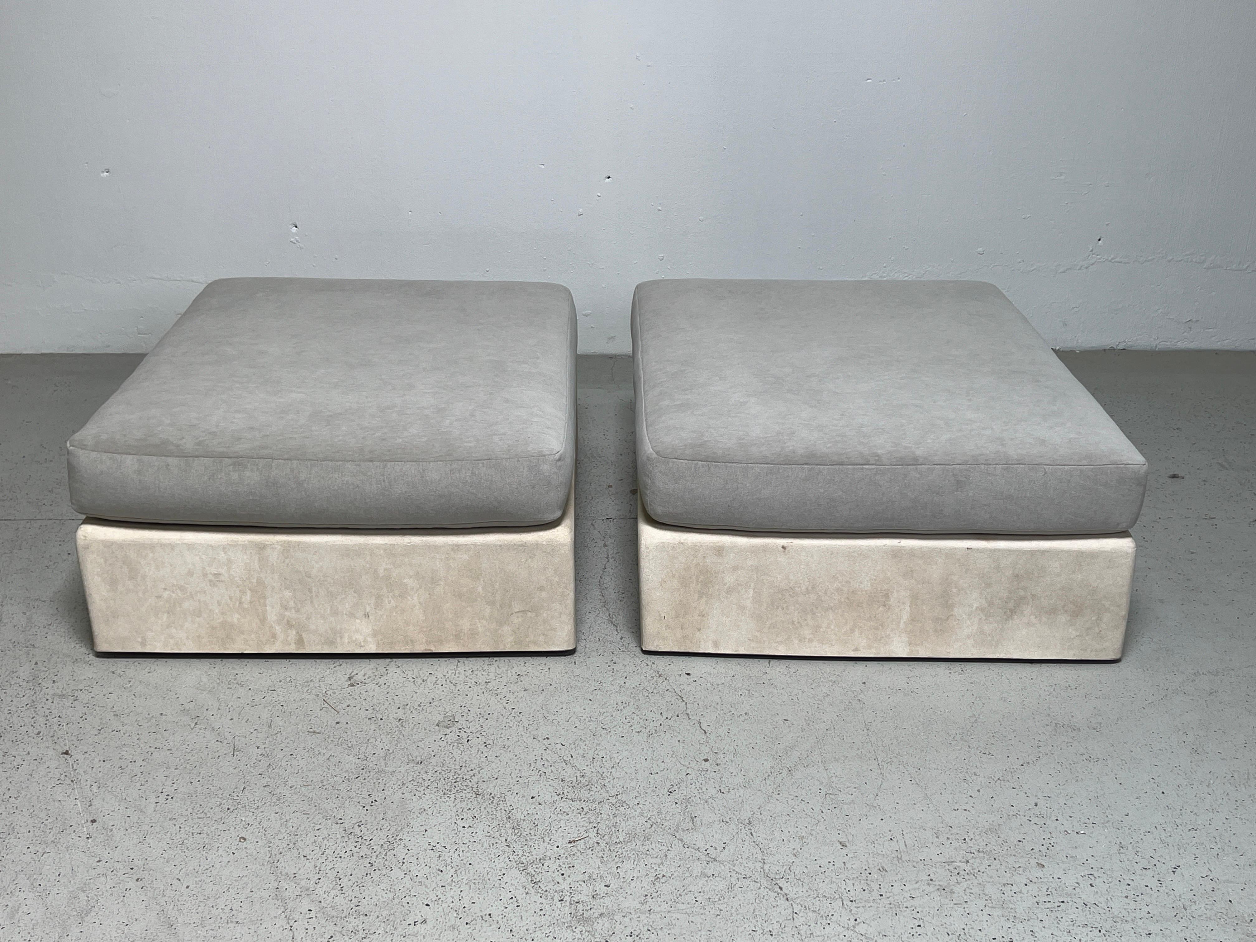 Pair of Jennifer Ottomans by Michael Taylor 2