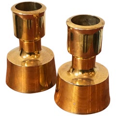 Vintage Pair of Jens Quistgaard for Dansk Brass Candlestick Holders, France