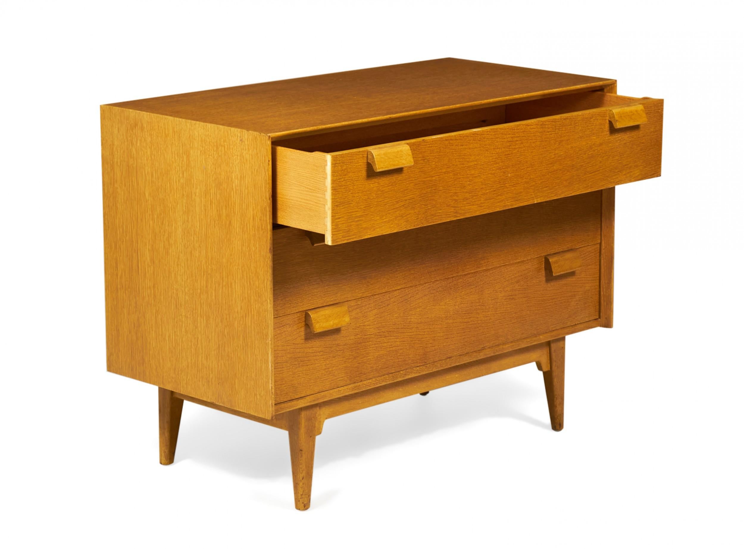 Pair of Jens Risom Danish Mid-Century Blond Oak 3-Drawer Chests For Sale 4