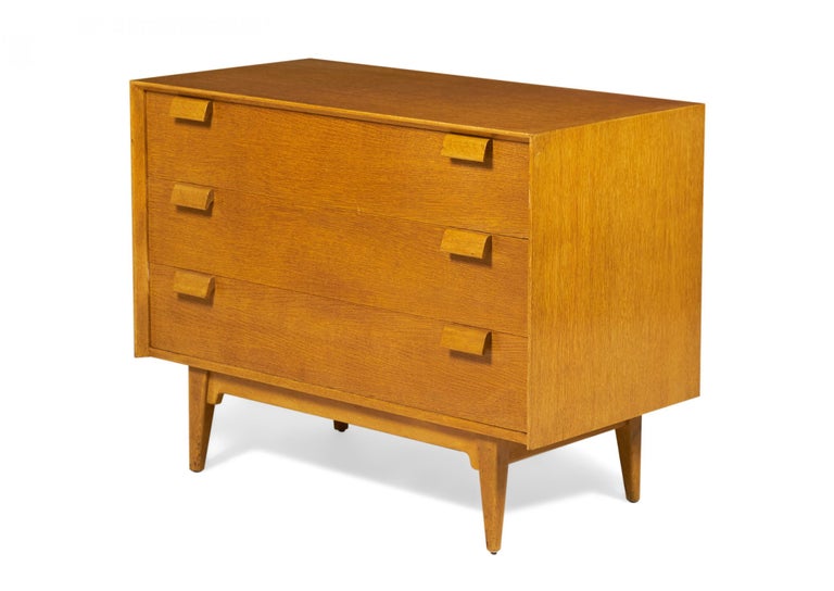 Pair of Jens Risom Danish MidCentury Blond Oak 3Drawer Chests For