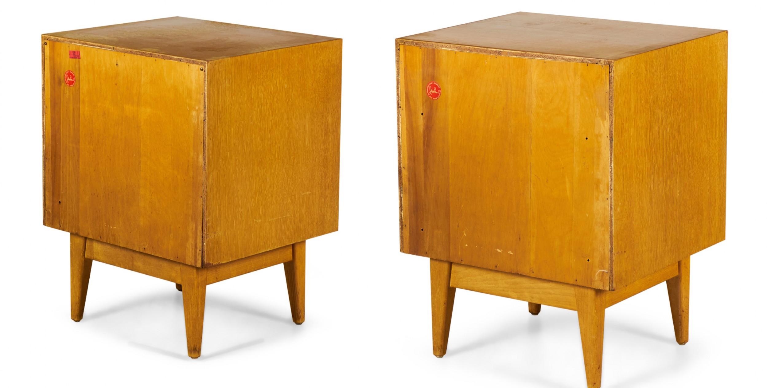 Pair of Jens Risom Danish Mid-Century Blond Oak Bedside Table / Commodes For Sale 1