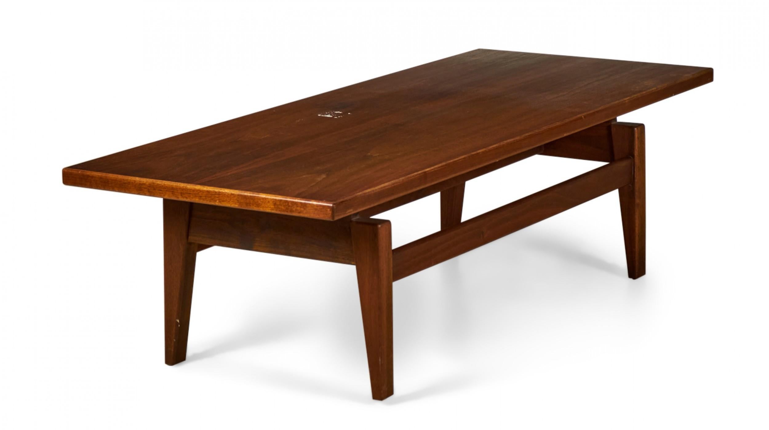 Pair of Jens Risom Danish Mid-Century Floating Top Walnut Coffee Table / Benches For Sale 2