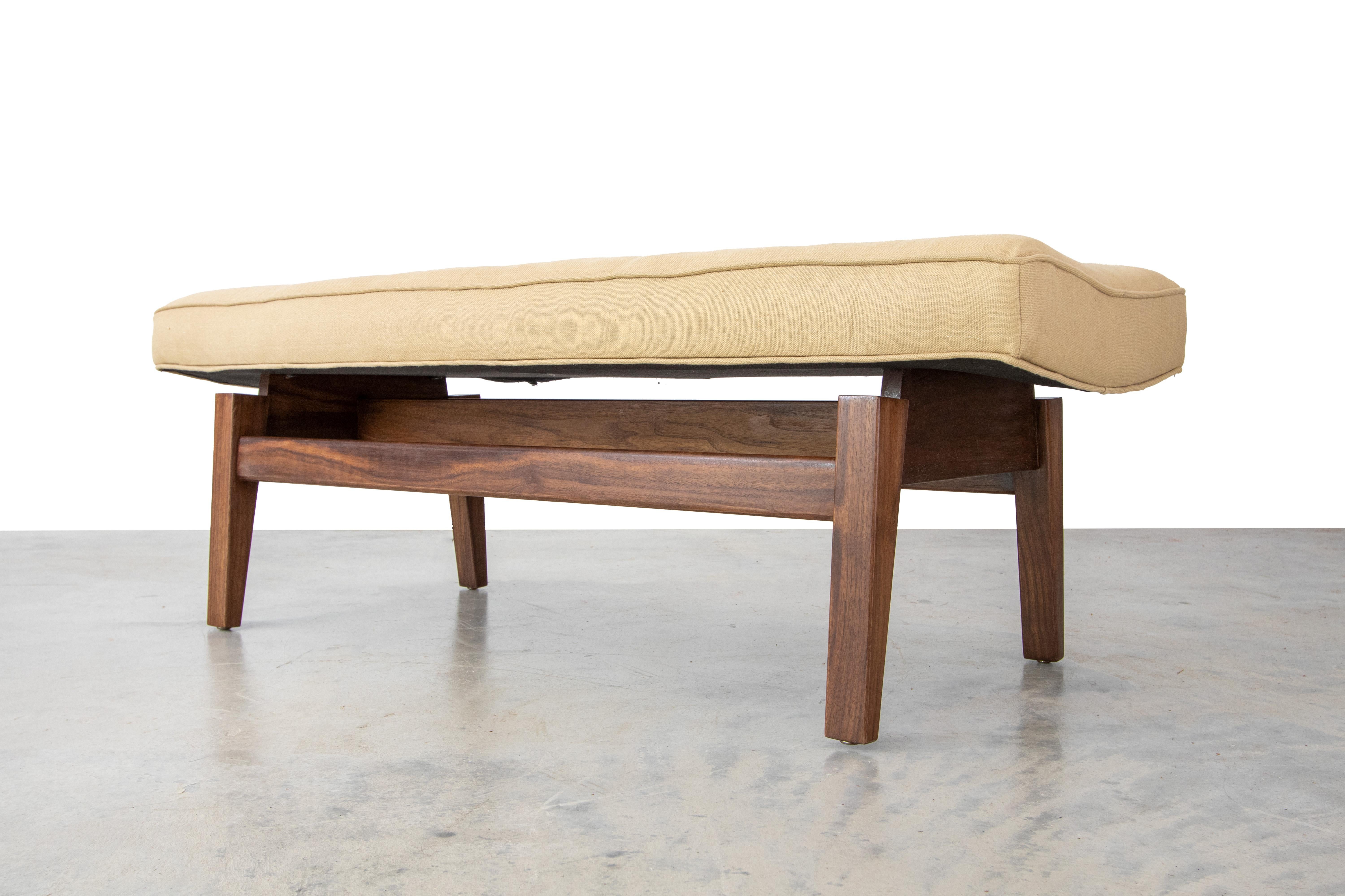 Mid-20th Century Pair of Jens Risom Floating Mid-Century Modern in Walnut and Linen