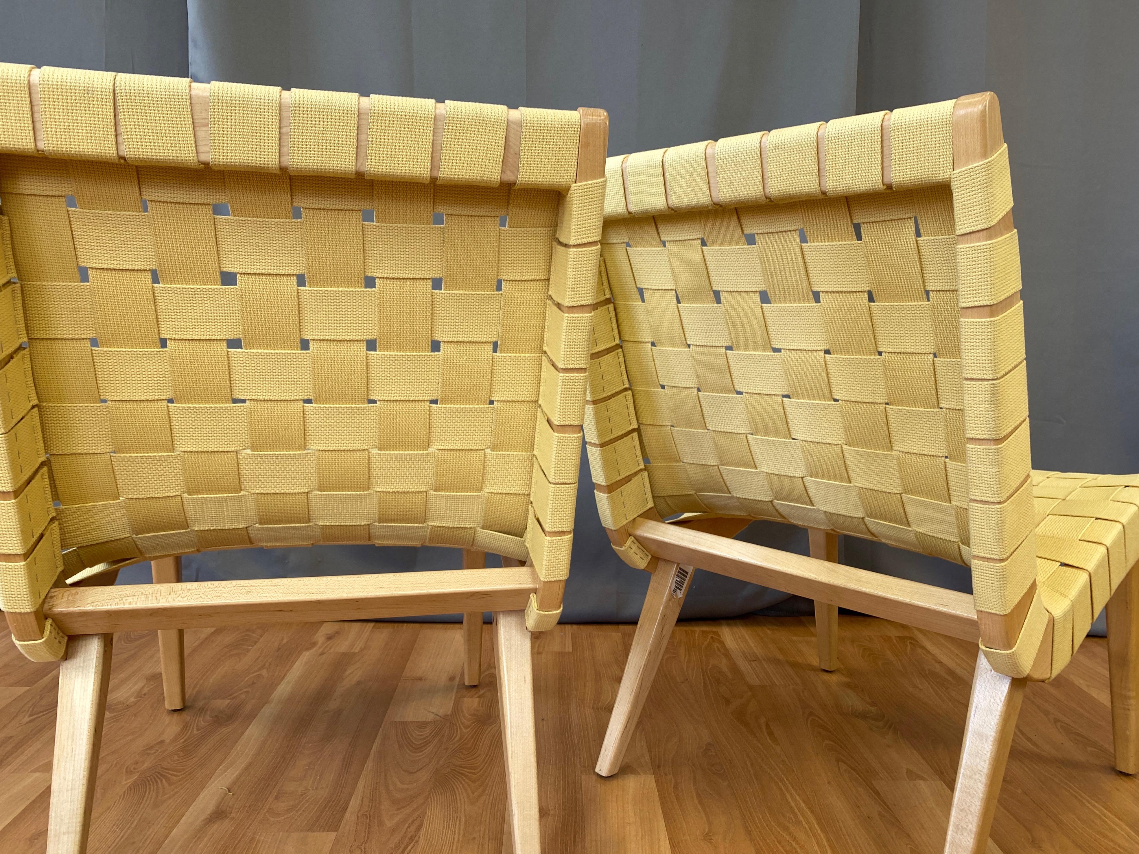 Pair of Jens Risom for KnollStudio Lounge Chairs, Maple with Maize Webbing, 2013 5