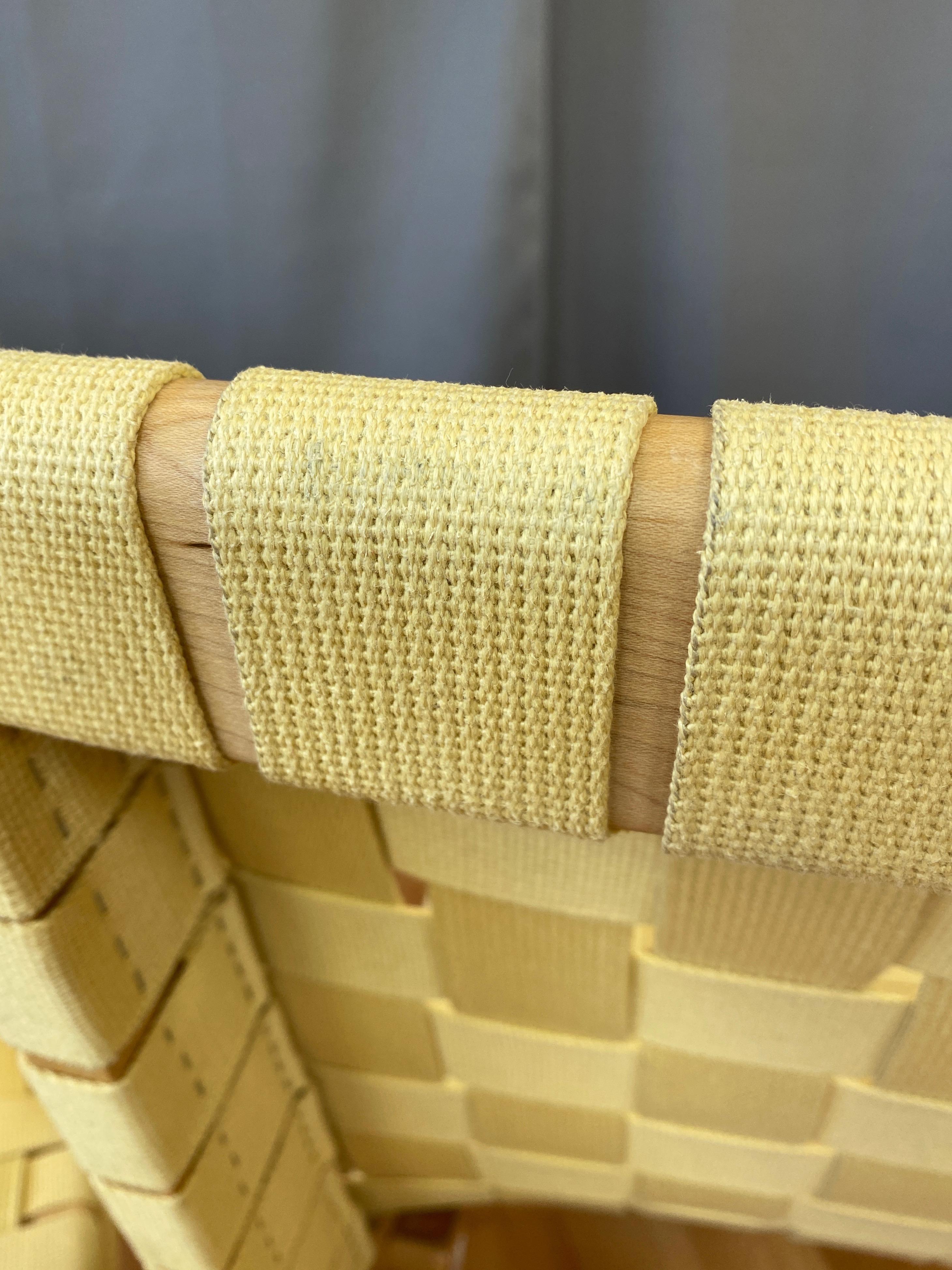 Pair of Jens Risom for KnollStudio Lounge Chairs, Maple with Maize Webbing, 2013 6